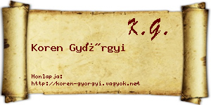 Koren Györgyi névjegykártya